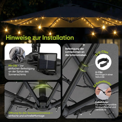 Sekey Parasol Lighting Solar LED Fairy Lights with 136 LEDs & 8 Bulbs, Remote Control 8 Modes, Garden Patio Party Decoration Light for Parasol and Parasol