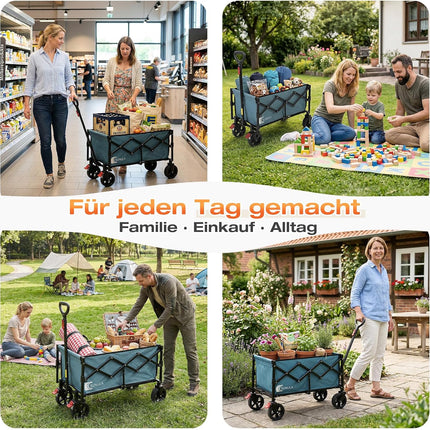 Sunula Handcart Foldable Small 80L 100 kg Hand Trolley Off-Road with Brakes