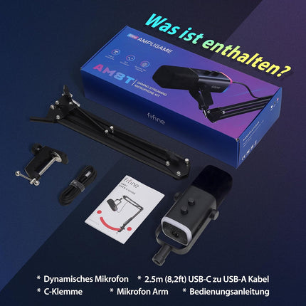 FIFINE XLR Streaming Microphone with Arm for Podcast Studio, USB Dynamic Microphone Gaming PC with Mute Button, for PS4/5 Mac Mixer Sound Cards