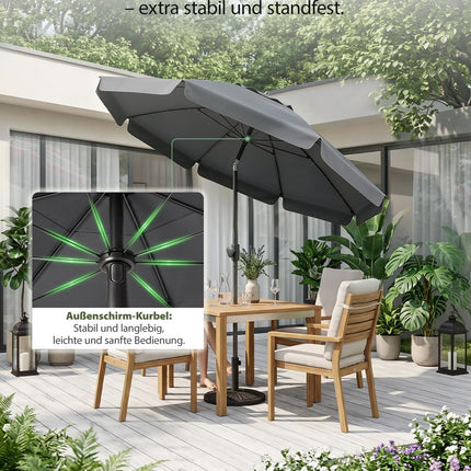 Sunula Balcony Parasol 180 cm with Protective Cover, Garden Umbrella with Bendable & Height-Adjustable, UPF 50+ UV Protection, Water-Repellent, for Balcony, Garden, Beach, Patio