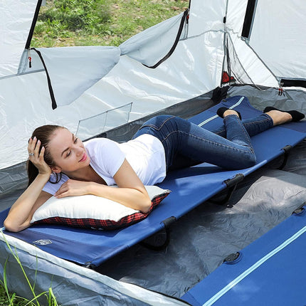 TIMBER RIDGE Camping Bed Foldable Lightweight 3 kg Camping Bed Foldable | Einfach zu Bauen Tragbar Campingliege Bequem bis 120kg Reisebett Erwachsene Klappbett Camping für Outdoor Camp Reisen Garten