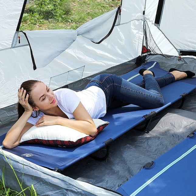 TIMBER RIDGE Camping Bed Foldable Lightweight 3 kg Camping Bed Foldable | Einfach zu Bauen Tragbar Campingliege Bequem bis 120kg Reisebett Erwachsene Klappbett Camping für Outdoor Camp Reisen Garten