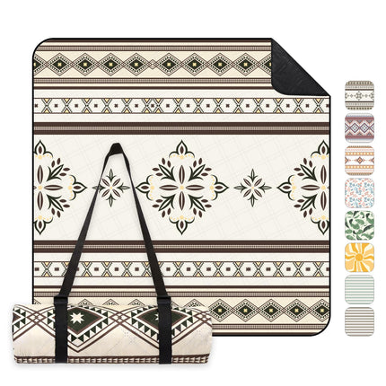 Sekey Picnic Blanket Waterproof 200 x 200 cm, Beach Blanket Sand-Free | Padded, Three-Layer Structure, PEVA Waterproof Base, Tie Strap Carry Strap, Suitable for Picnics, Camping, Beach