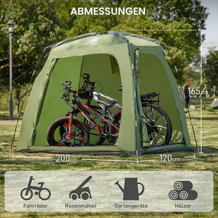 EVER ADVANCED Bicycle Tent for 2-3 Bicycles, Bicycle Garage 200 x 120 x 165 cm, PU 4000 mm Waterproof Device Tent for Bicycles, Motorcycles, Garden Tools, Portable Compact Bicycle Shed for Outdoor Use