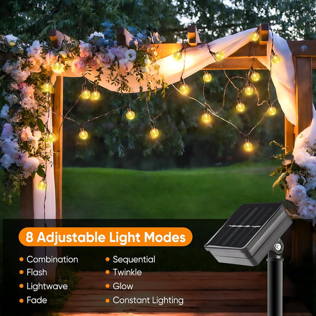 Salcar Solar String Lights Outdoor LED Ball Fairy Lights Waterproof with Light Sensor Christmas Lighting LED Solar Lighting 5 m 10 m, warm white, 5m