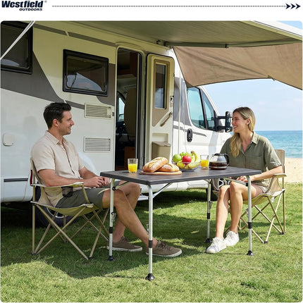 Westfield Outdoors Superb Folding Camping Table, Height Adjustable, Folding Table for 4-8 People, Sturdy Garden Table, Folding Table with Wide Feet for Camping, Caravan & Patio, Grey