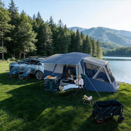 Timber Ridge Rear Tent Car 5 People with Awning Car Tent Tailgate | 397 cm x 305 cm x 220 cm 3000 mm waterproof camping tent SUV with awning for caravan family travel