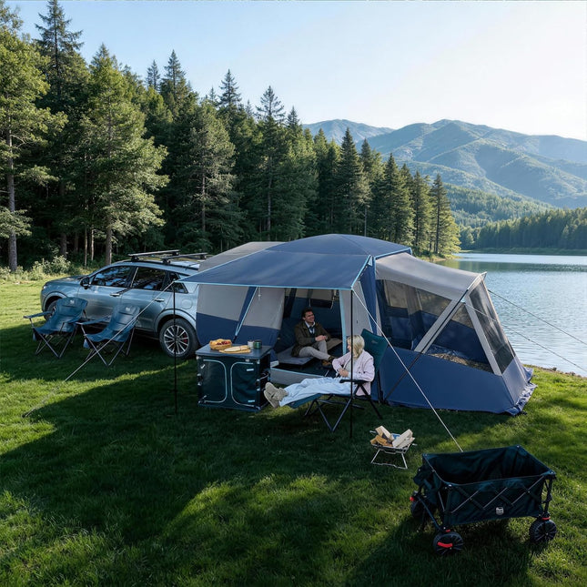 Timber Ridge Rear Tent Car 5 People with Awning Car Tent Tailgate | 397 cm x 305 cm x 220 cm 3000 mm waterproof camping tent SUV with awning for caravan family travel