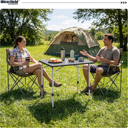 Westfield Outdoors Viper 80 Camping Table, Height Adjustable Garden Table, 80 x 60 cm Table Top for 2-4 People, Durable and Easy to Clean, Foldable, for Camping, Garden and Caravan