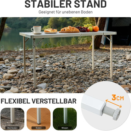 Timber Ridge Folding Camping Table Garden Table Extendable for 4-6 People | 94/130x70 cm Aluminium Klapptisch Höhenverstellbar Camping Falttisch mit Tragetasche für Picknick Camping Garten Outdoor