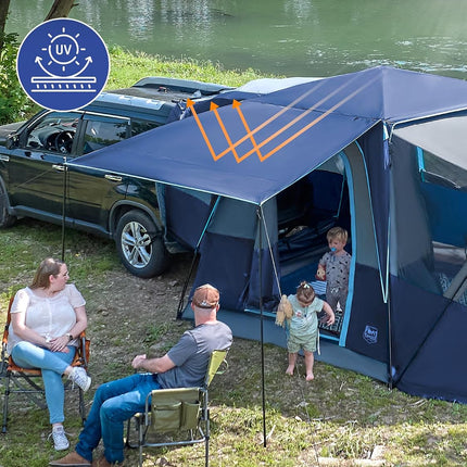 Timber Ridge Rear Tent Car 5 People with Awning Car Tent Tailgate | 397 cm x 305 cm x 220 cm 3000 mm waterproof camping tent SUV with awning for caravan family travel