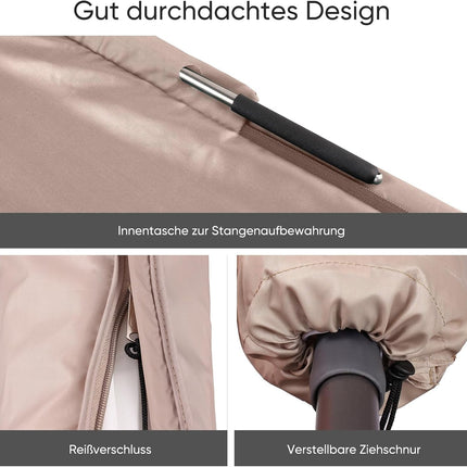 Sekey Protective Cover for 300 cm Parasol, Taupe