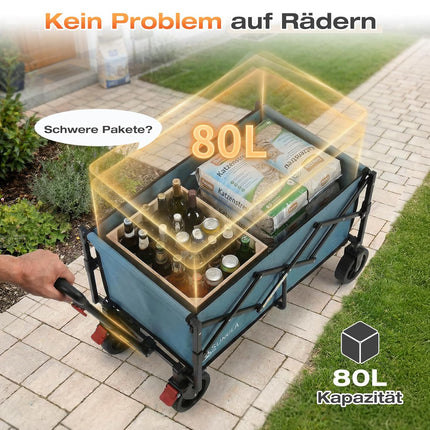 Sunula Handcart Foldable Small 80L 100 kg Hand Trolley Off-Road with Brakes