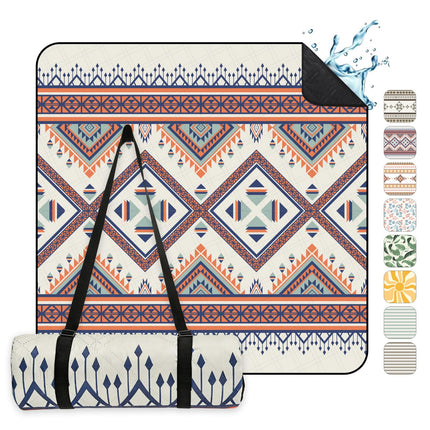 Sekey Picnic Blanket Waterproof 200 x 200 cm, Beach Blanket Sand-Free | Padded, Three-Layer Structure, PEVA Waterproof Base, Tie Strap Carry Strap, Suitable for Picnics, Camping, Beach