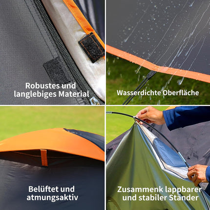 EchoSmile Tent 4 Person Waterproof 5000 mm Dome Tent with Awning Ultralight Camping Tents 3-4 Seasons Camping Tent Bivouac Tent for Trekking, Garden, Festival
