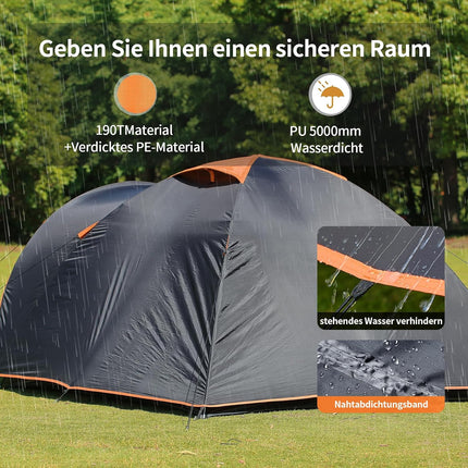 EchoSmile Tent 4 Person Waterproof 5000 mm Dome Tent with Awning Ultralight Camping Tents 3-4 Seasons Camping Tent Bivouac Tent for Trekking, Garden, Festival