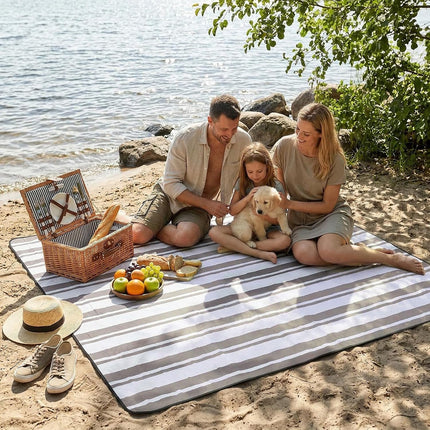 Sekey Picnic Blanket Waterproof 200 x 200 cm, Beach Blanket Sand-Free | Padded, Three-Layer Structure, PEVA Waterproof Base, Tie Strap Carry Strap, Suitable for Picnics, Camping, Beach