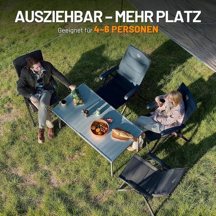 Timber Ridge Folding Camping Table Garden Table Extendable for 4-6 People | 94/130x70 cm Aluminium Klapptisch Höhenverstellbar Camping Falttisch mit Tragetasche für Picknick Camping Garten Outdoor