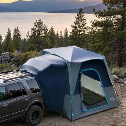 TIMBER RIDGE 5 Person UV Tent with Film Screen Weather Resistant Portable for Car, SUV, Van, Camping, Includes Rain Cover and Storage Bag, 3M W x 20cm L x 18cm H | 2000 mm Wasserdicht Camping Zelt SUV für Wohnwagen Familie Reise 305cmx245cm